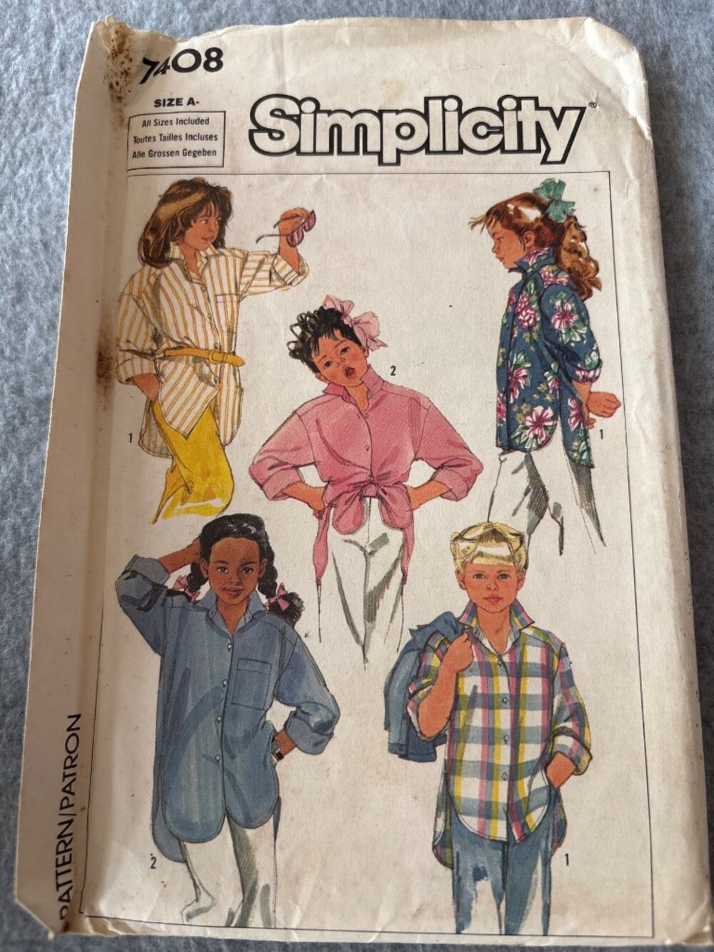 Simplicity 7408 Childs Easy-To-Sew Big Shirt Pattern Size 3 4 5 6 Uncut